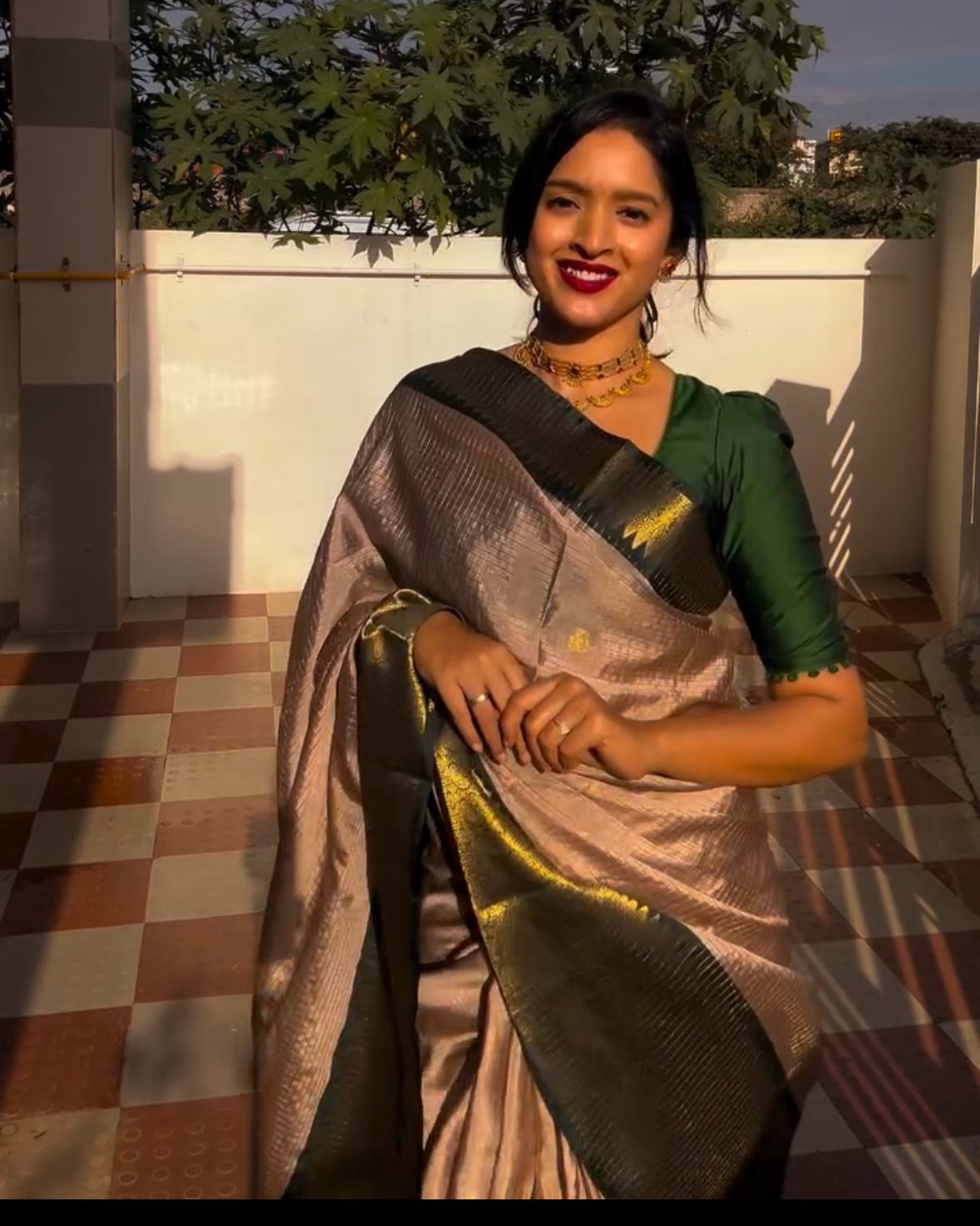 Green semi silk saree