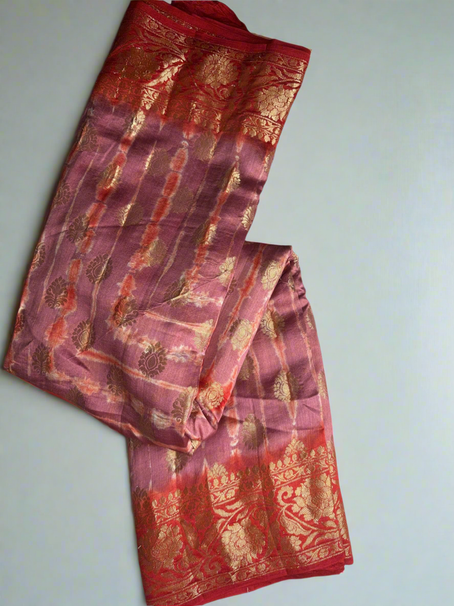 Tie dye pure chiniya silk saree