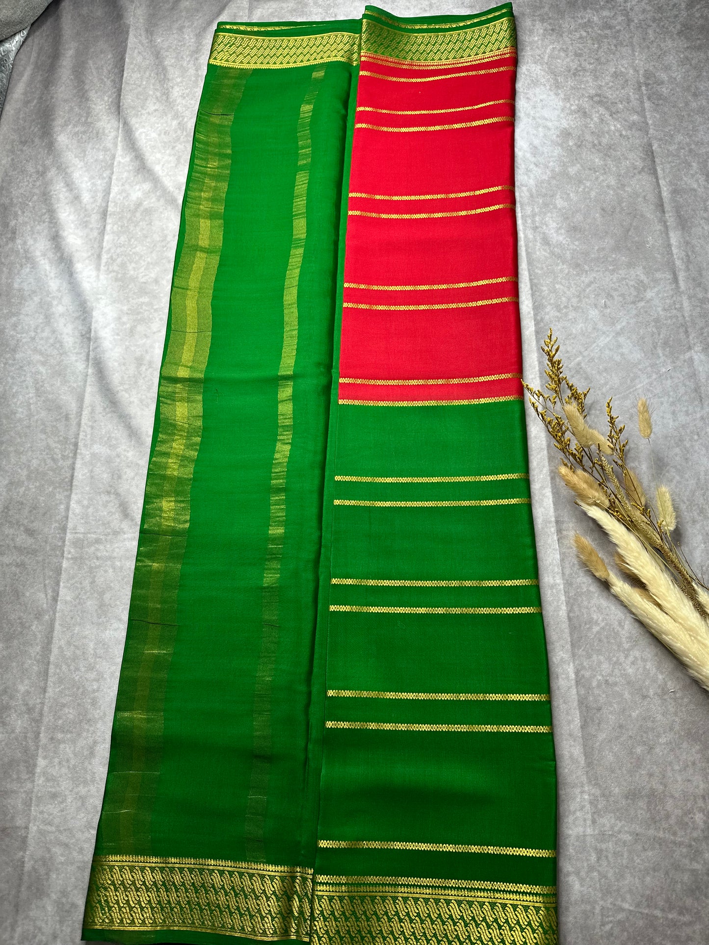 Red- green fancy 1/2 X 1/2 stripes