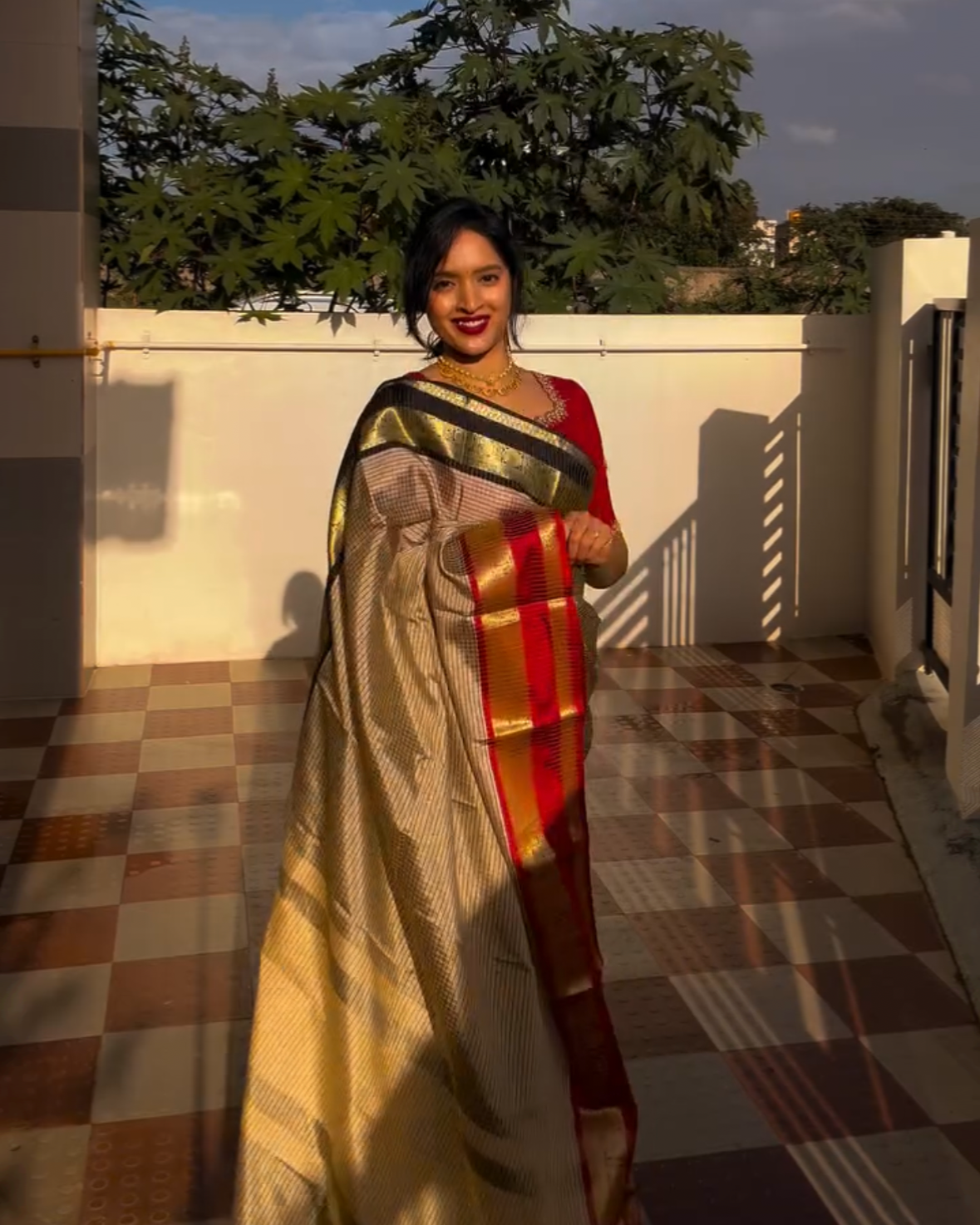 Grey with contrast border semi silk saree