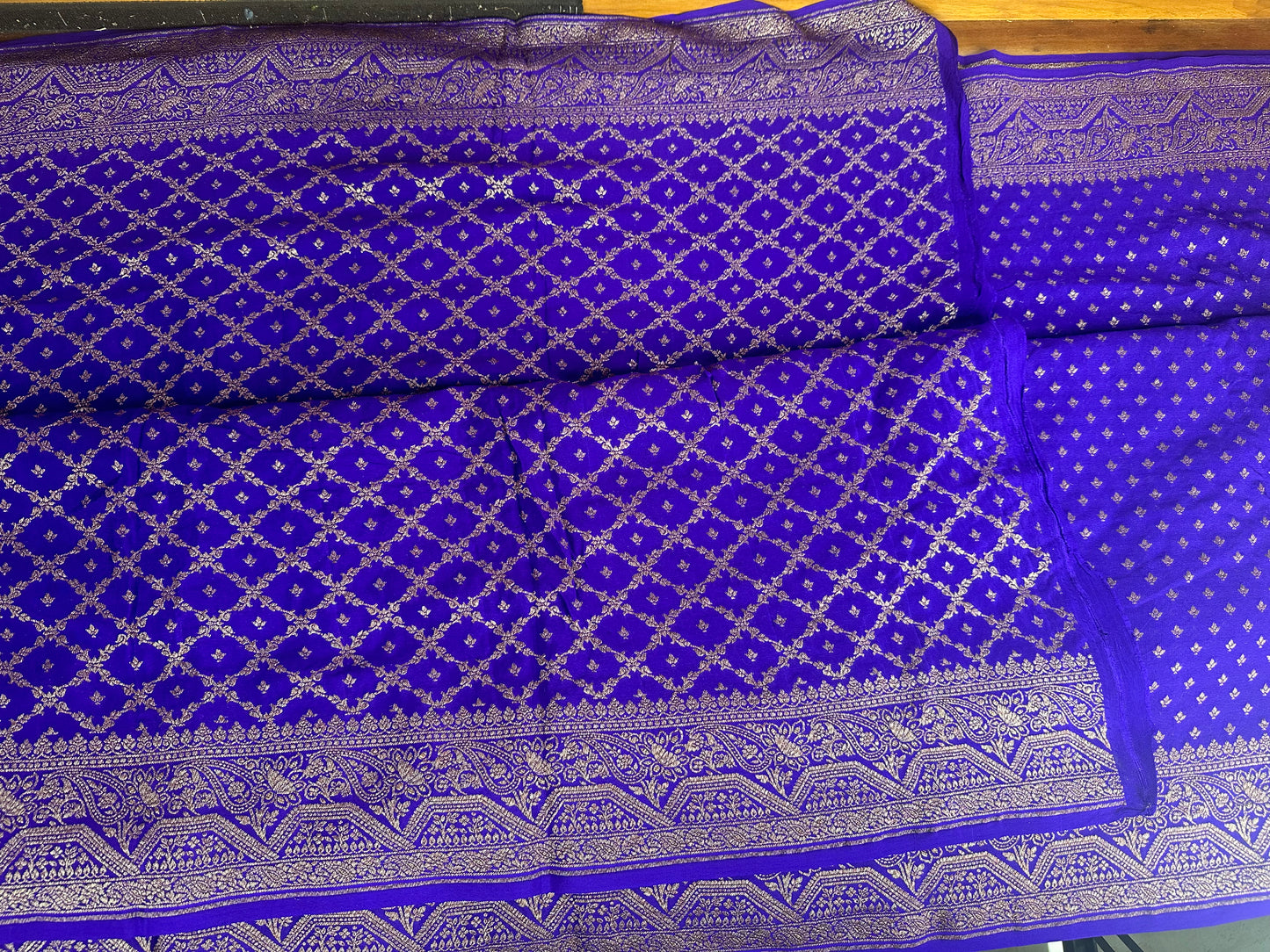 Purple pure crepe silk saree