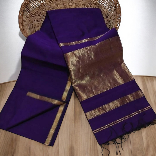 Purple handloom silk saree