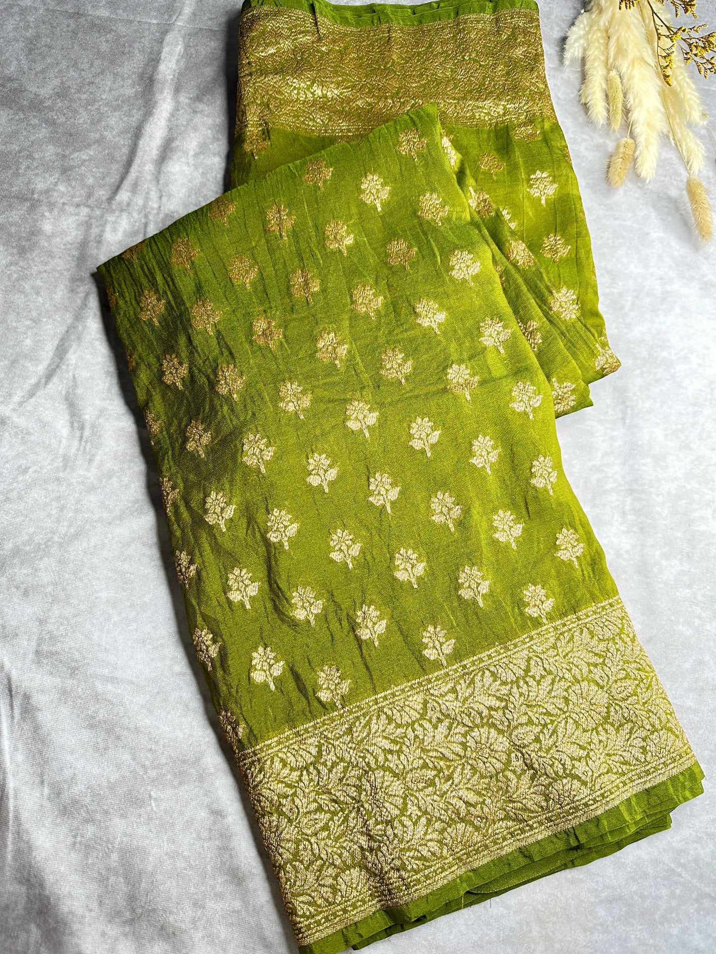 Forest green art khaddi Georgette