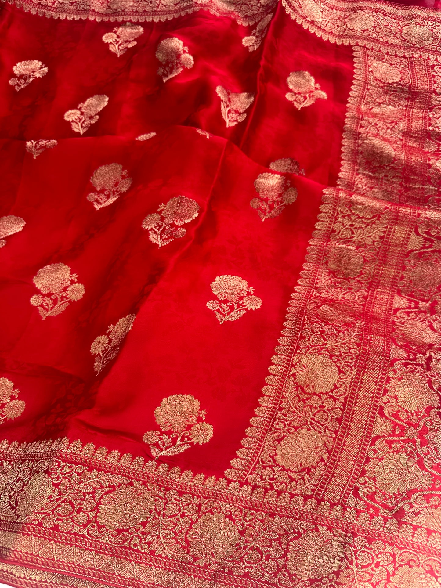 Red mashru satin saree