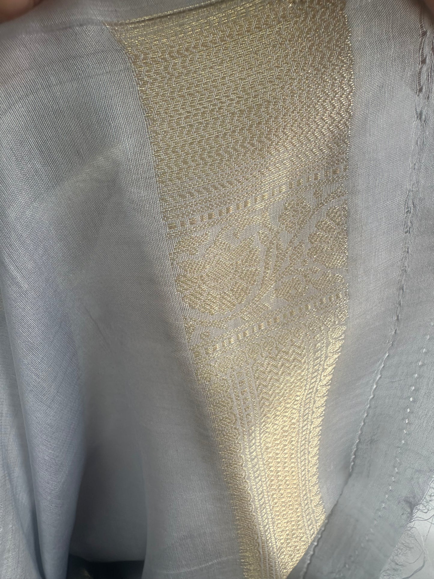 Powder blue Chanderi cotton silk