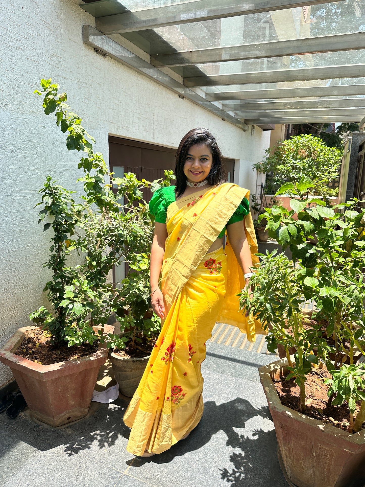 Mustard mustard yellow chiniya silk saree