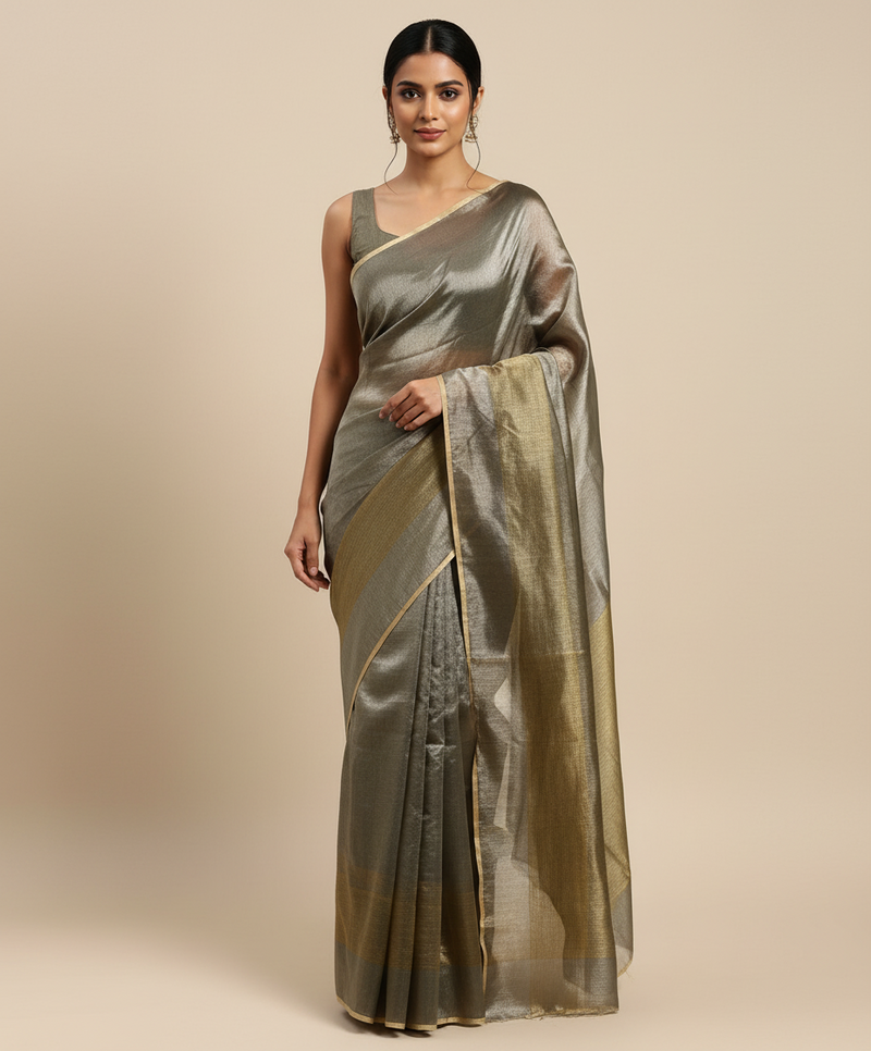 Pure gold-silver silk saree