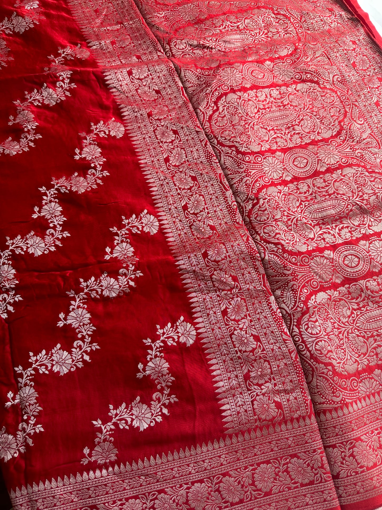 Red mashru satin silk saree