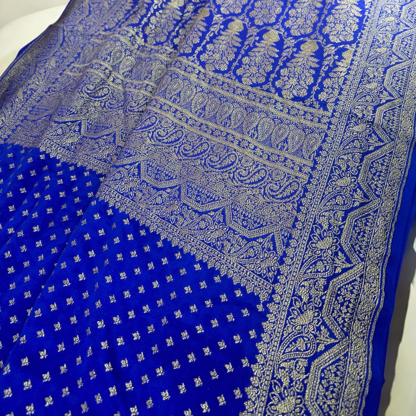 Royal blue pure crepe silk saree