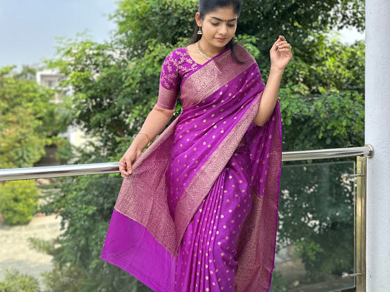 French violet netra crepe saree