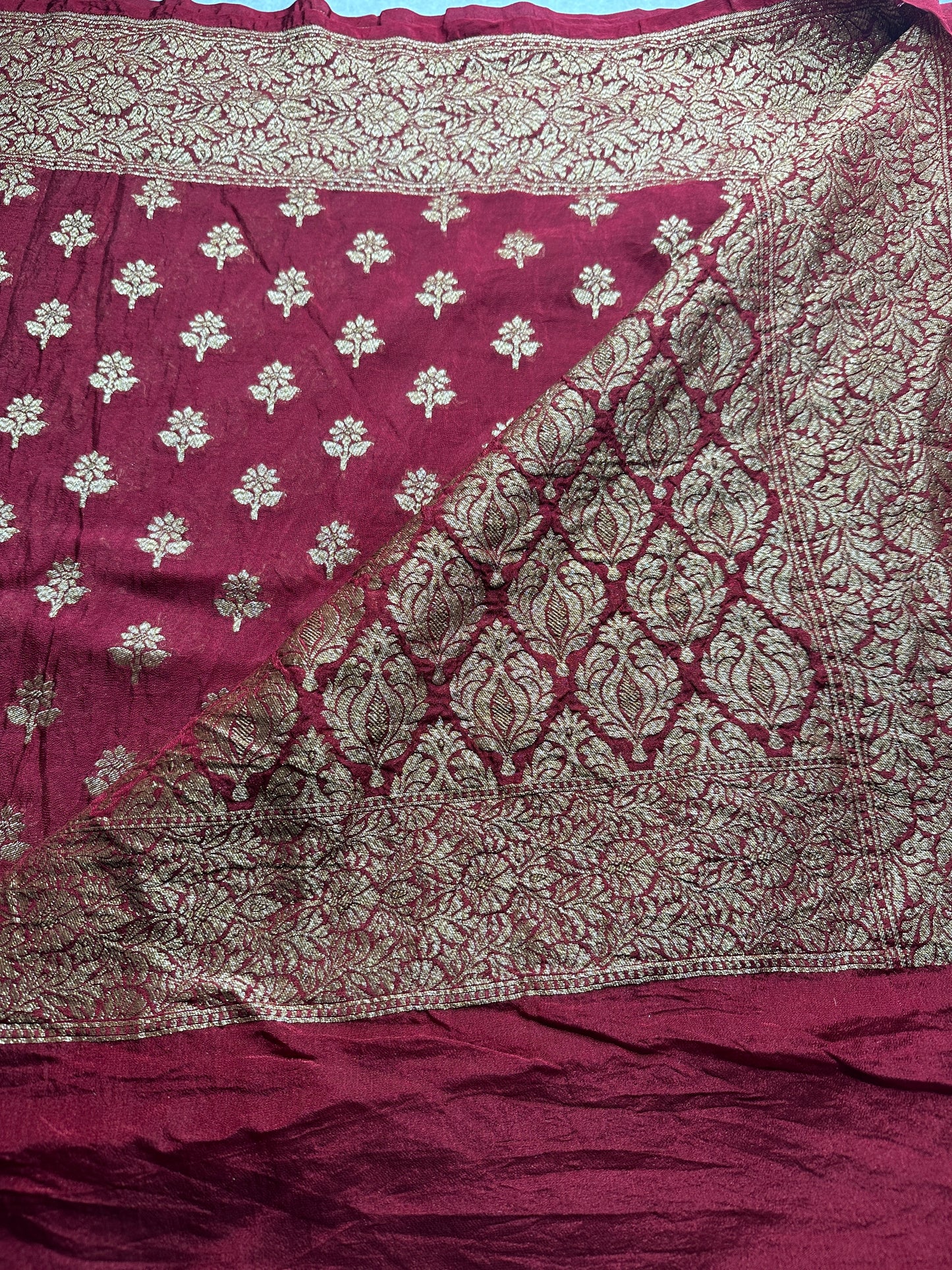 Maroon art khaddi Georgette