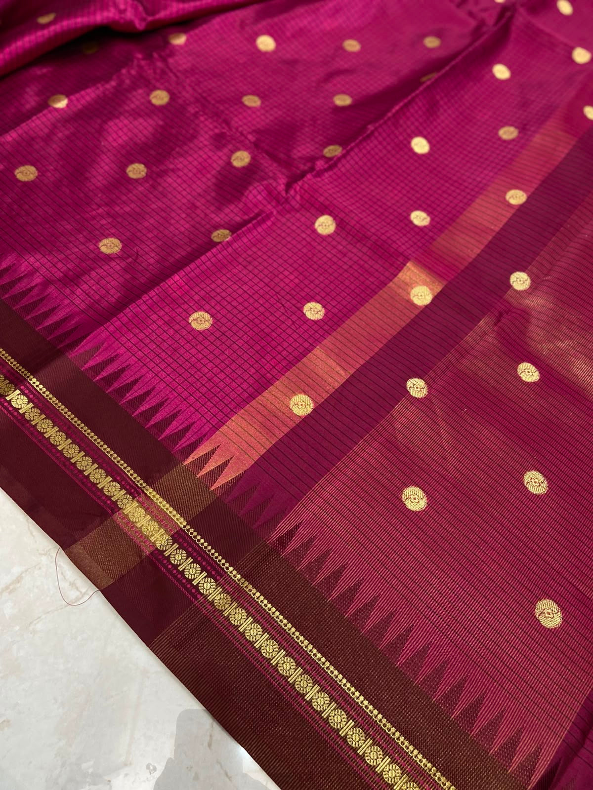 Magenta pink semi silk saree