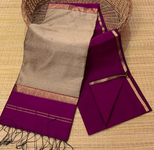 Magenta pink handloom silk saree