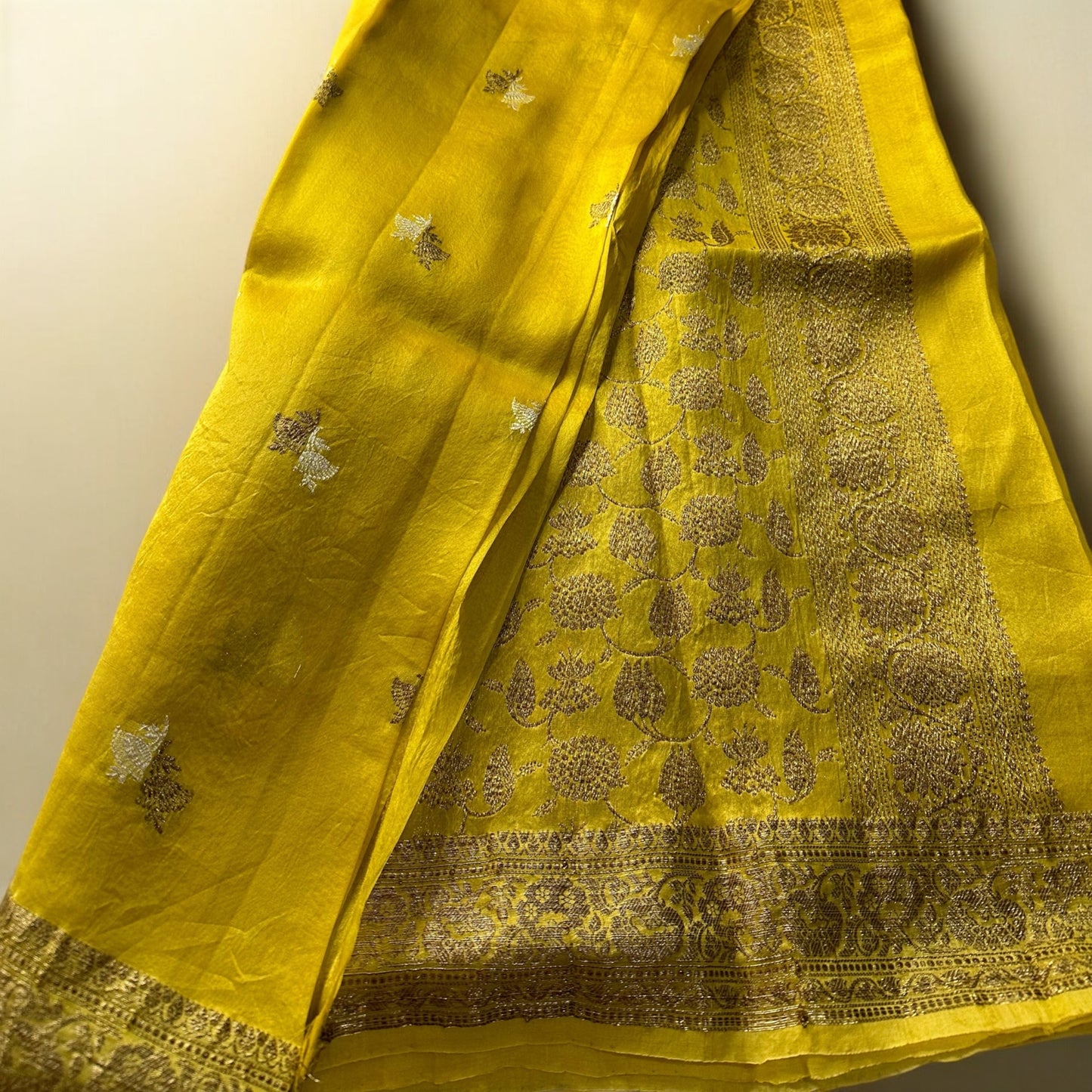 MUSTARD YELLOW 0-100 ORGANZA HANDLOOM