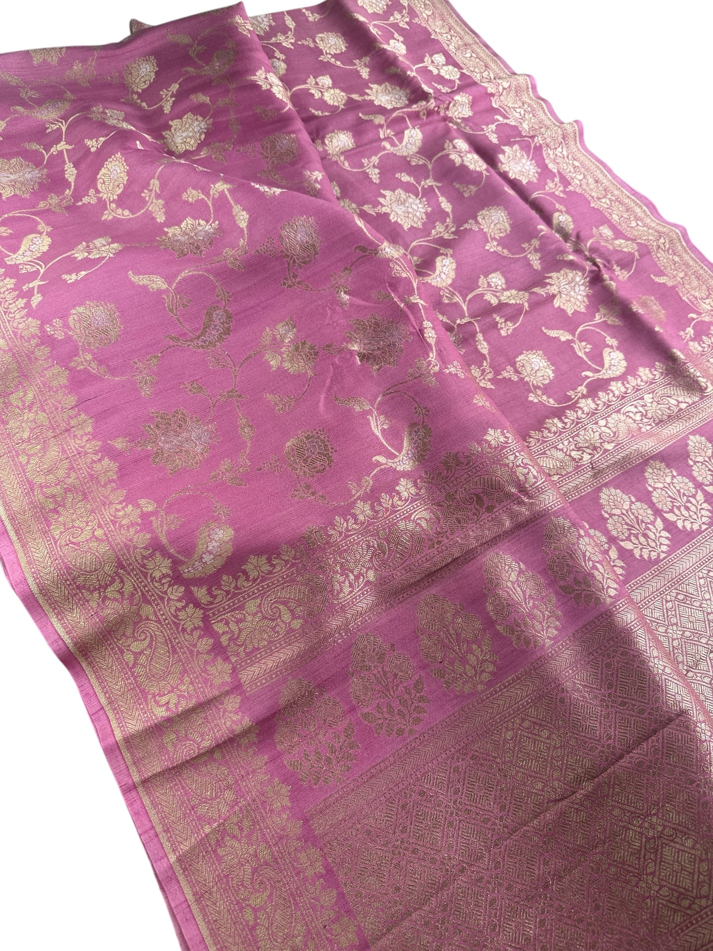 Pink pure tussar silk saree