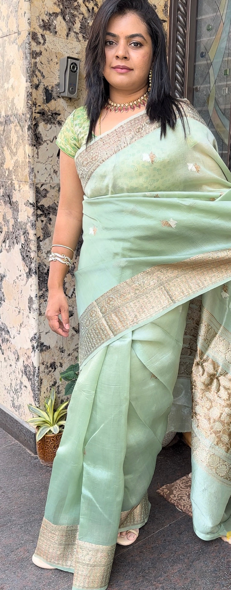 Mint green 0-100 ORGANZA HANDLOOM