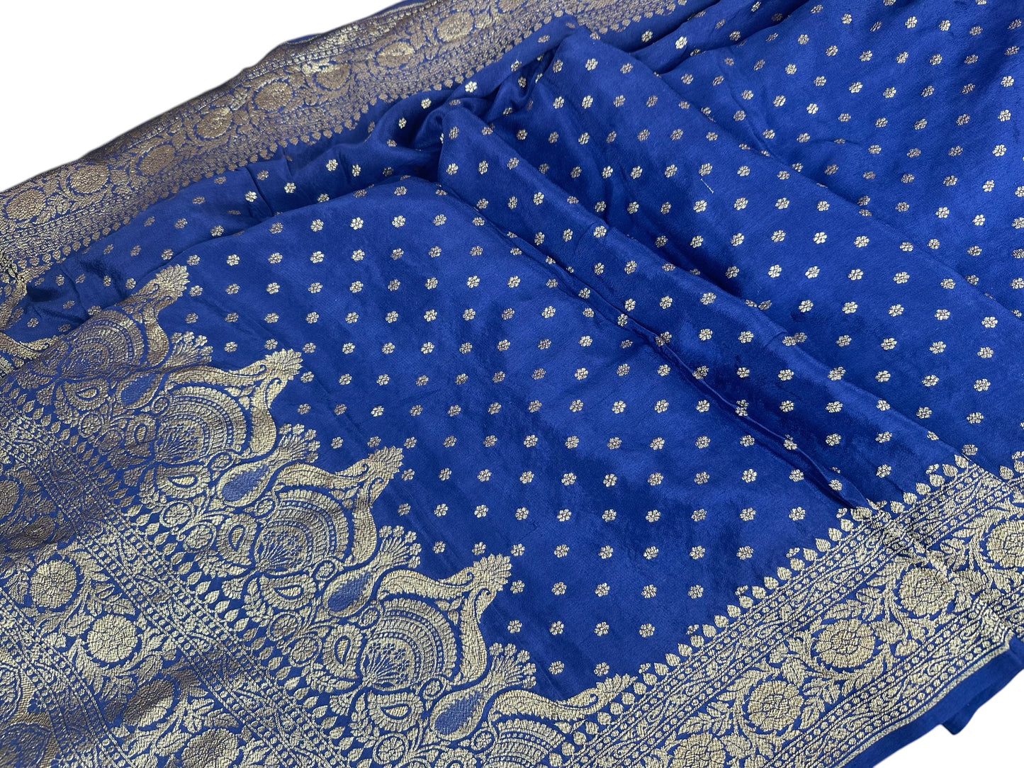 Classic blue pure crepe silk saree