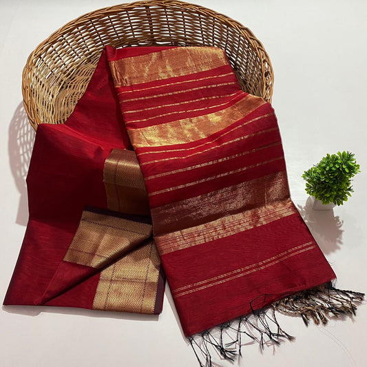 Red handloom silk saree