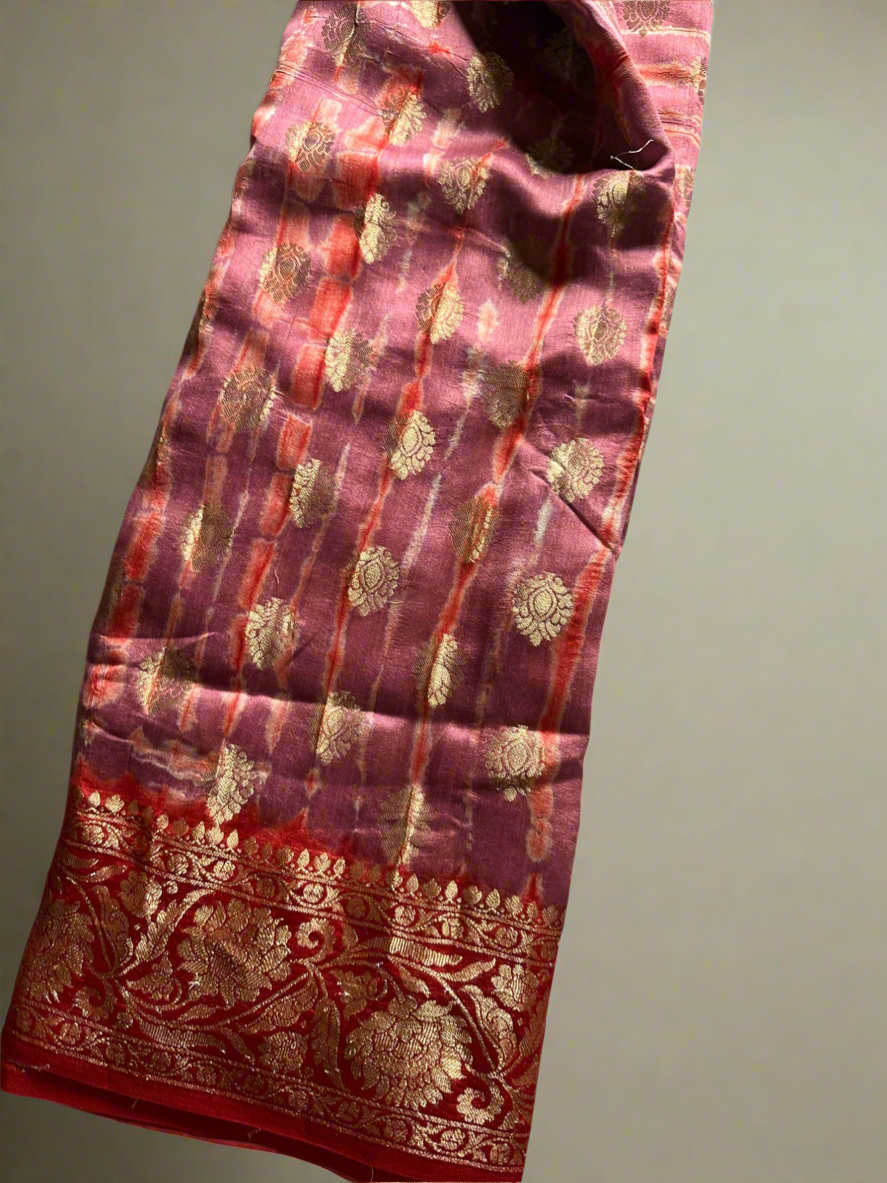 Tie dye pure chiniya silk saree