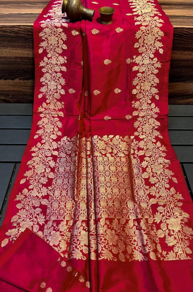 Red katan silk saree