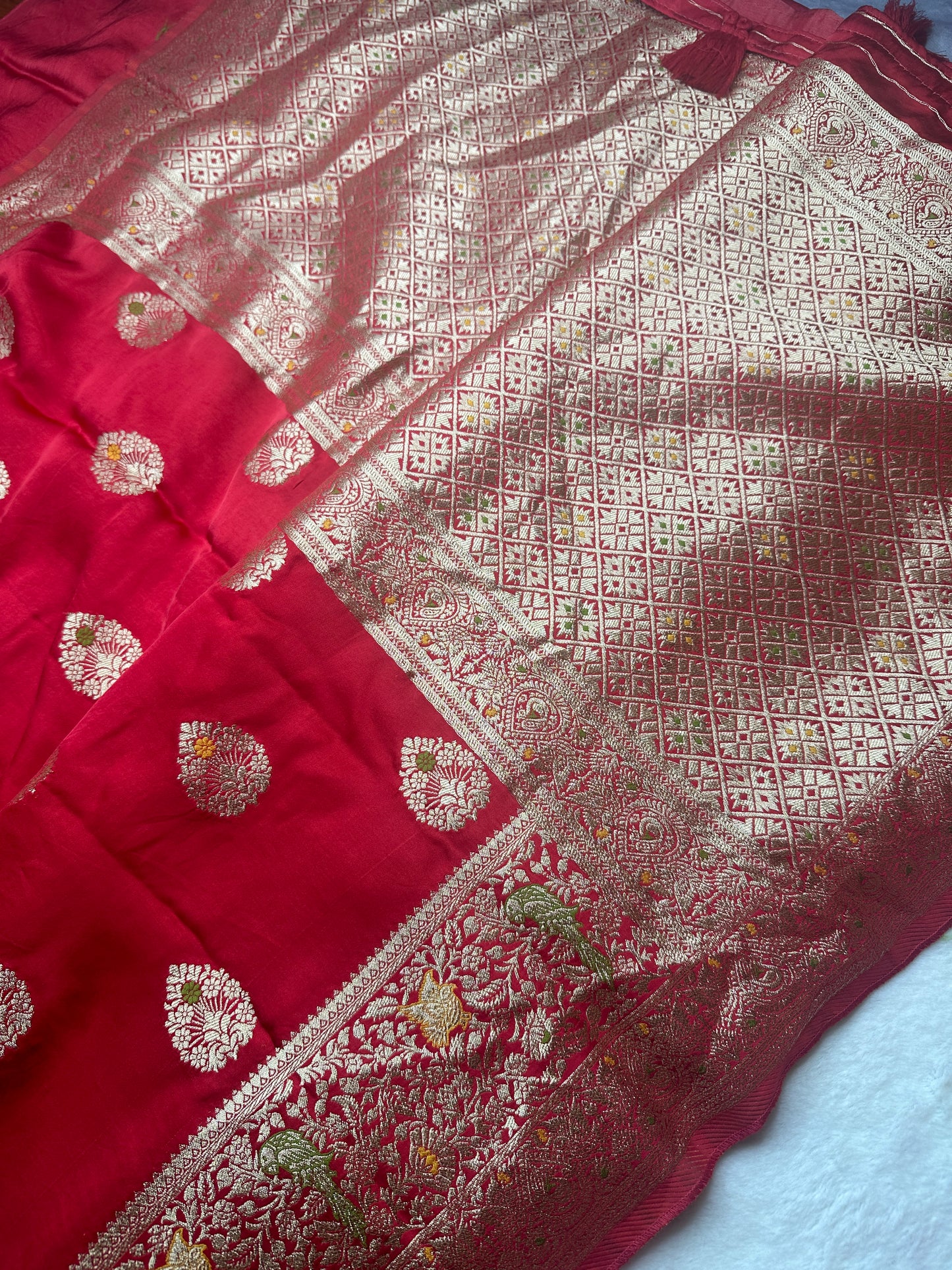 Red mashru satin silk saree