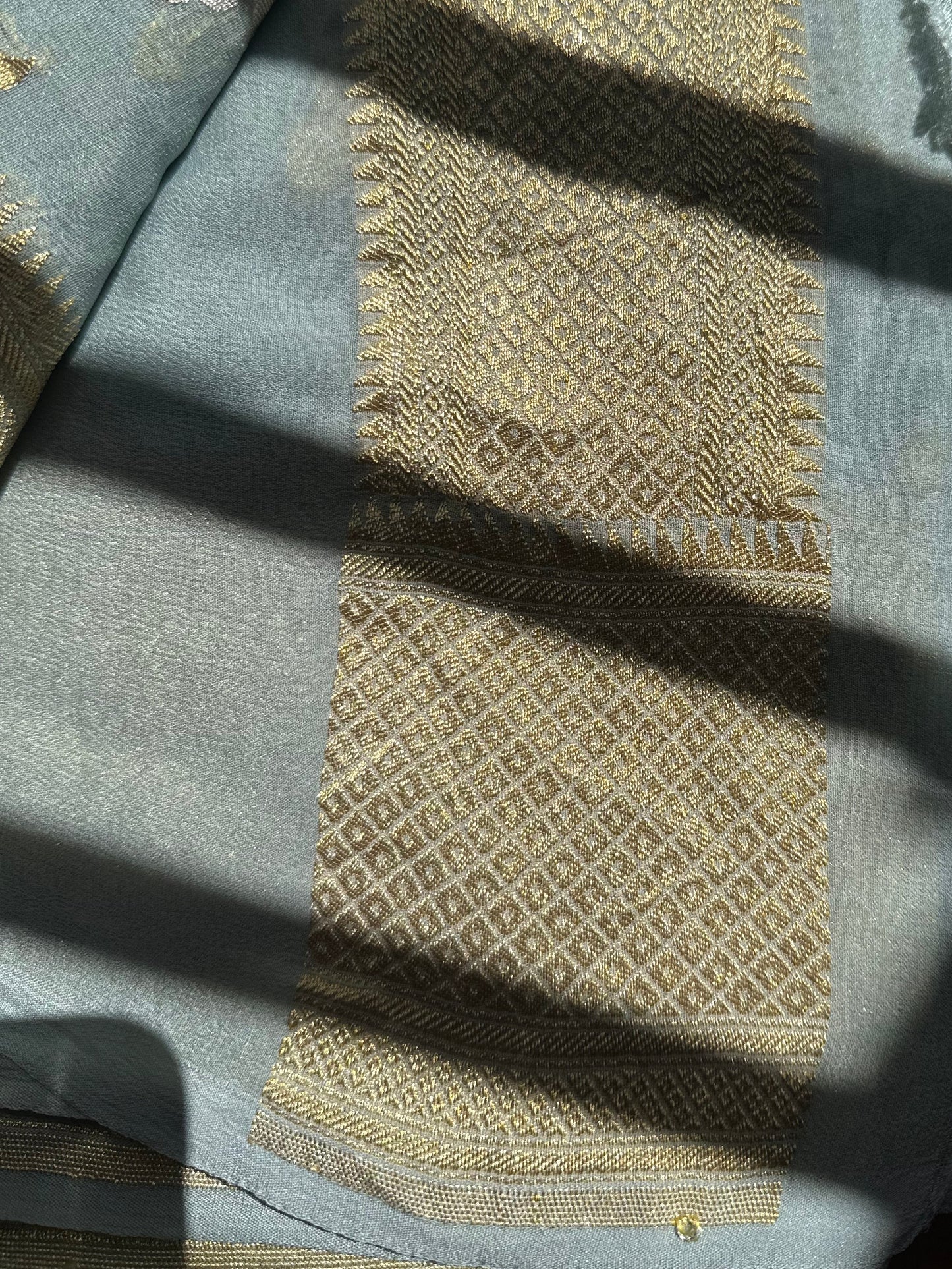 Grey pure khaddi georgette saree