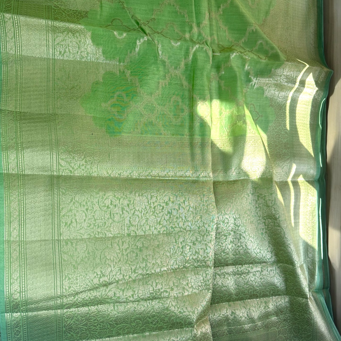 Green Chanderi cotton silk