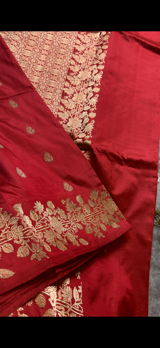 Red katan silk saree