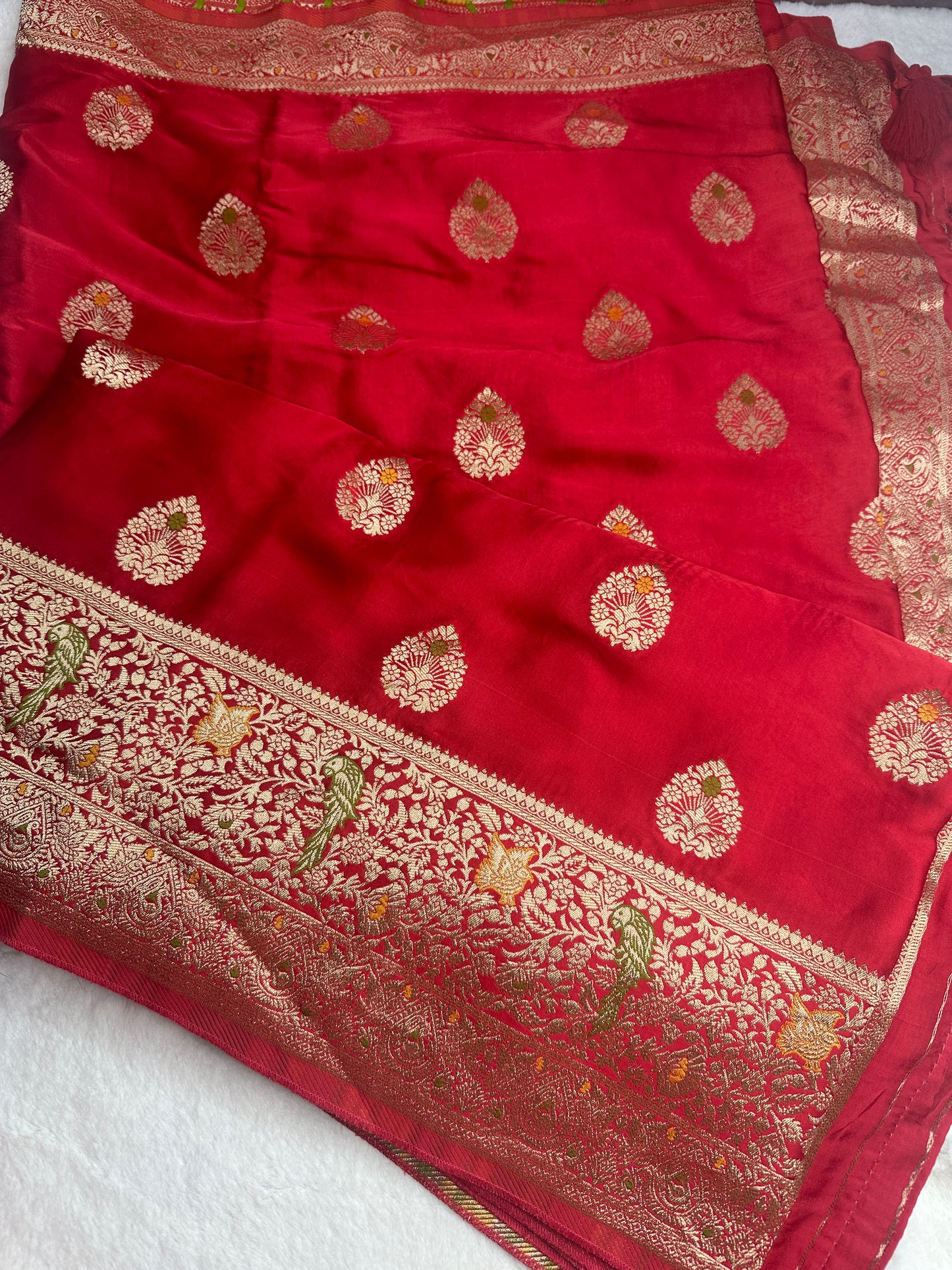 Red mashru satin silk saree