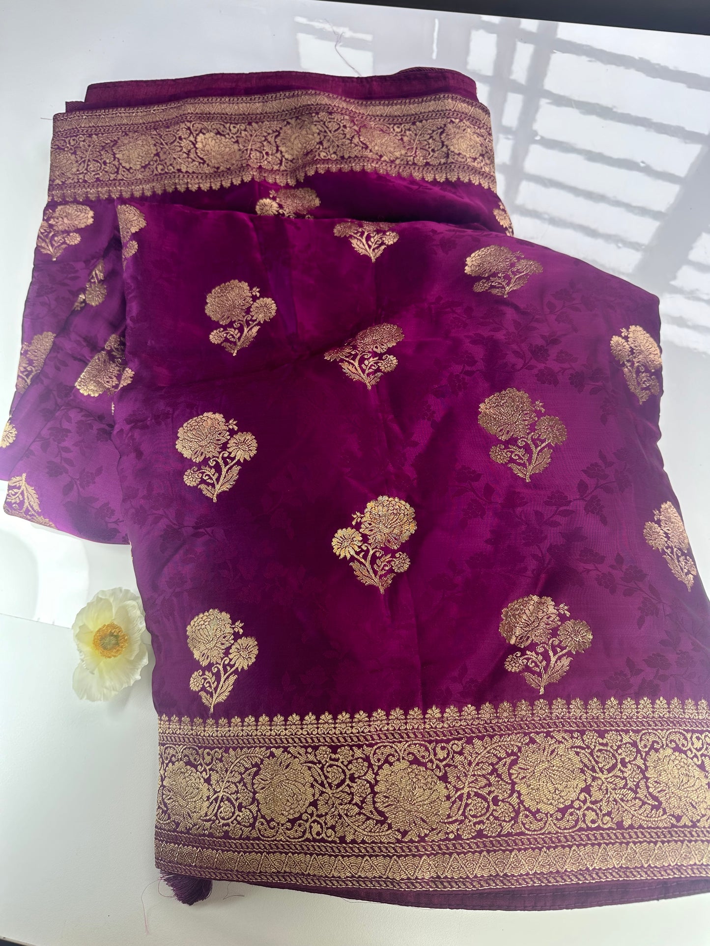 Purple mashru satin saree