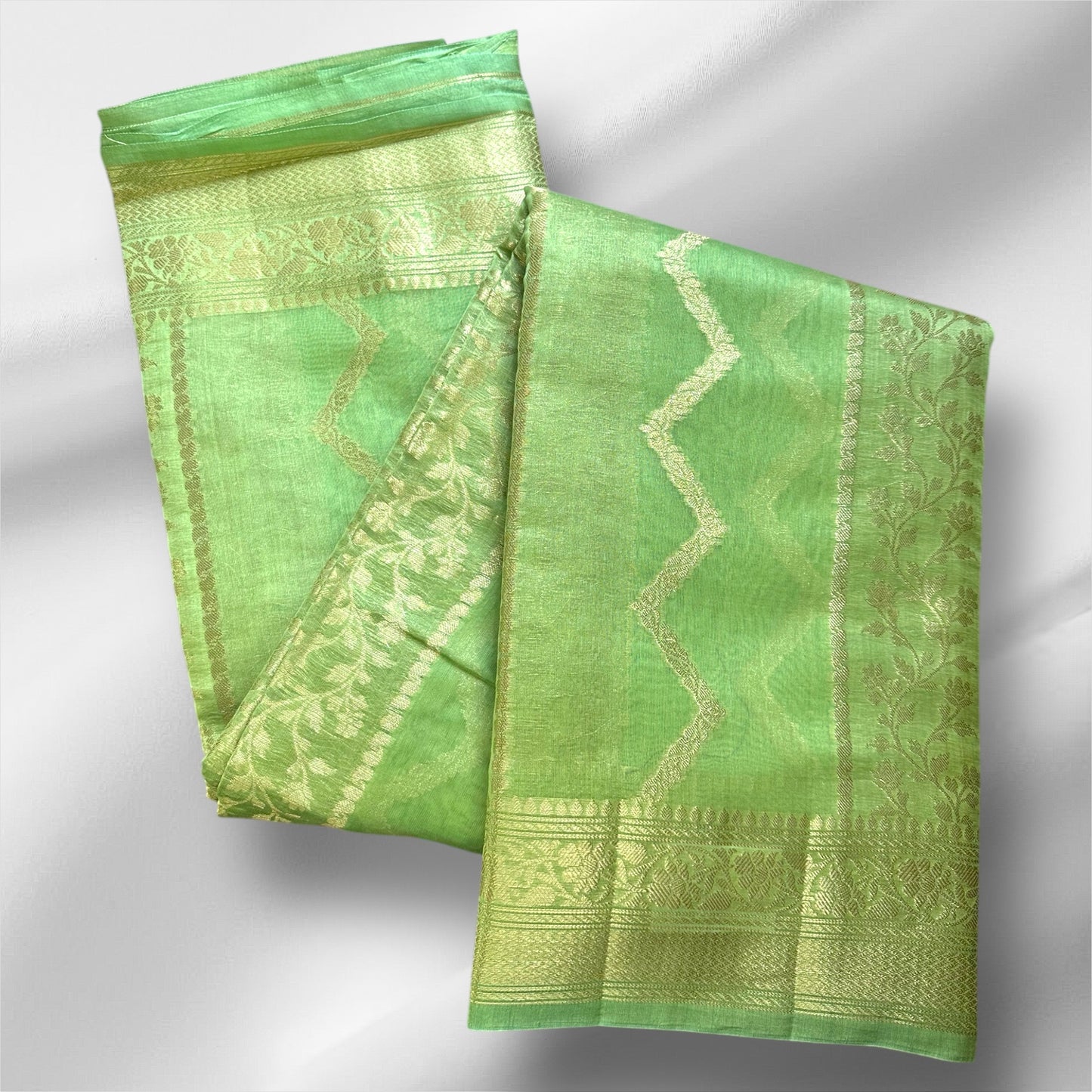 Green Chanderi cotton silk