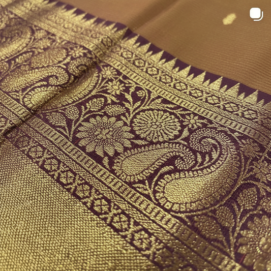 Yellow checkered semi silk saree