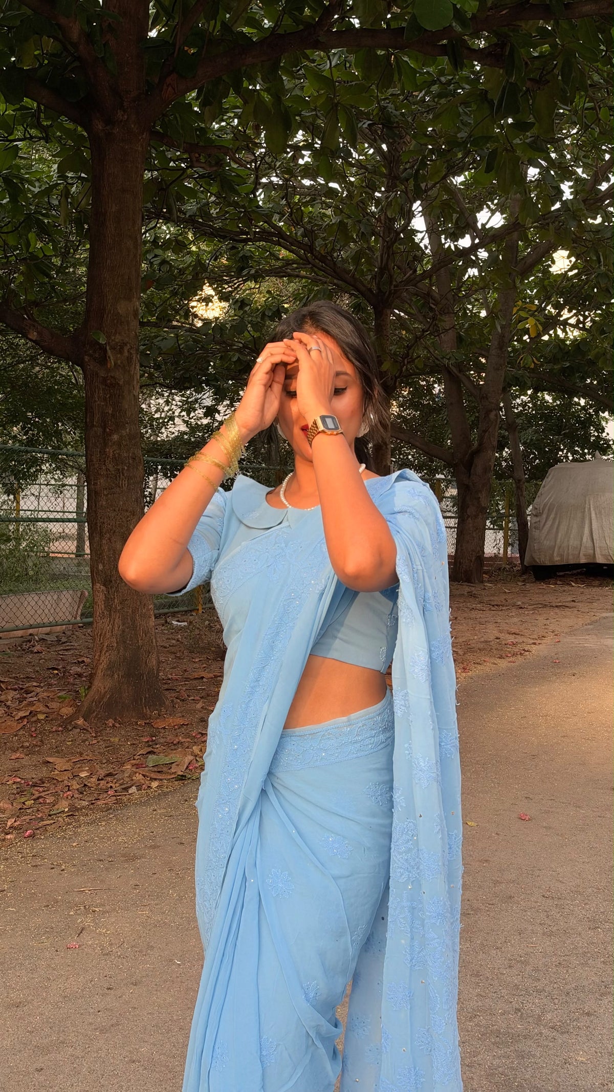 Celeste- baby blue saree- preorder only