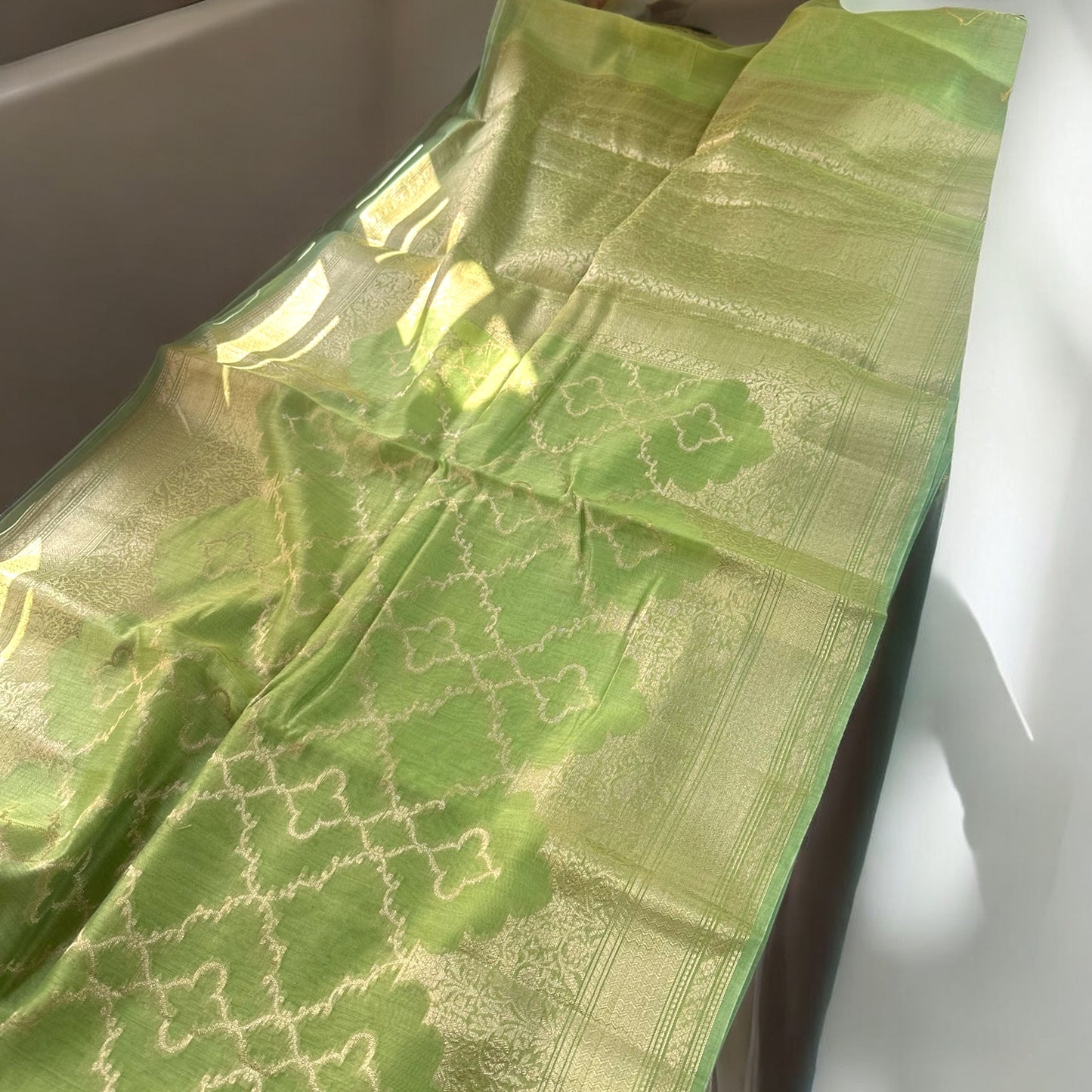 Green Chanderi cotton silk