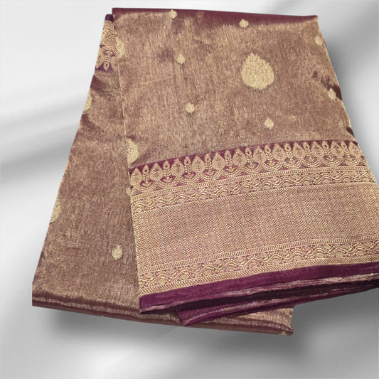 Magenta Pure Katan tissue silk saree