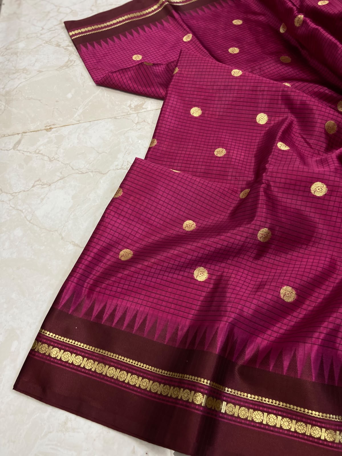 Magenta pink semi silk saree