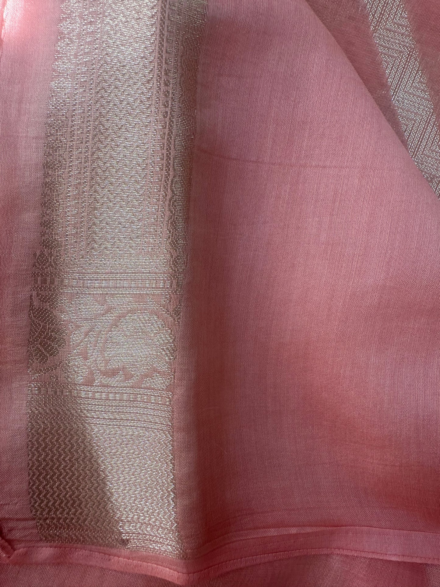 Peach Chanderi cotton silk