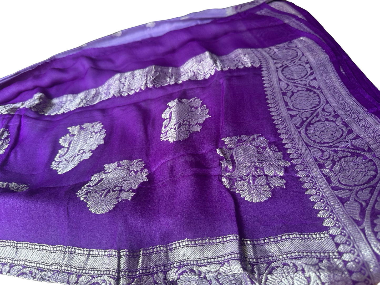 Lavender - purple pure khaddi chiffon saree