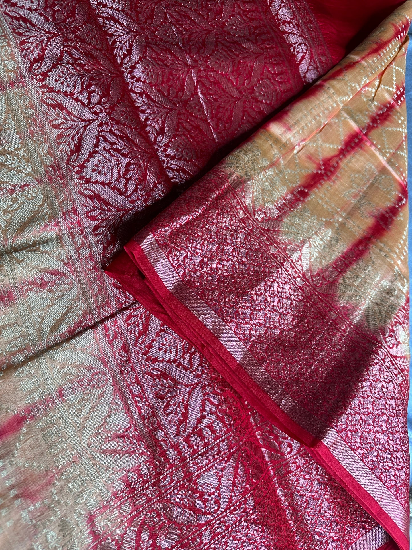 Tie dye pure chiniya silk saree