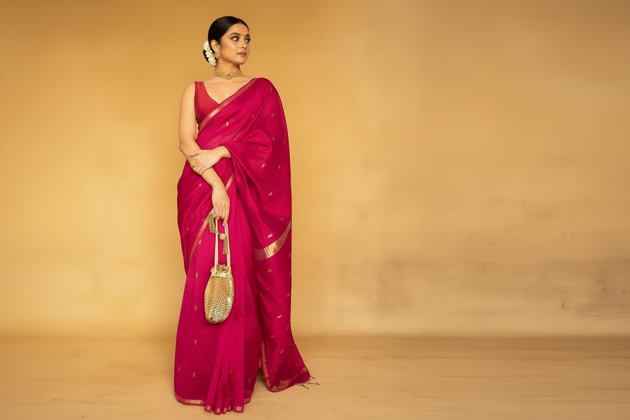 Pink Star handloom silk saree
