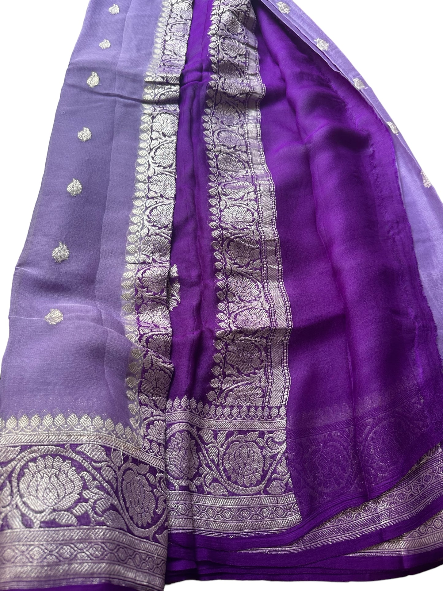 Lavender - purple pure khaddi chiffon saree