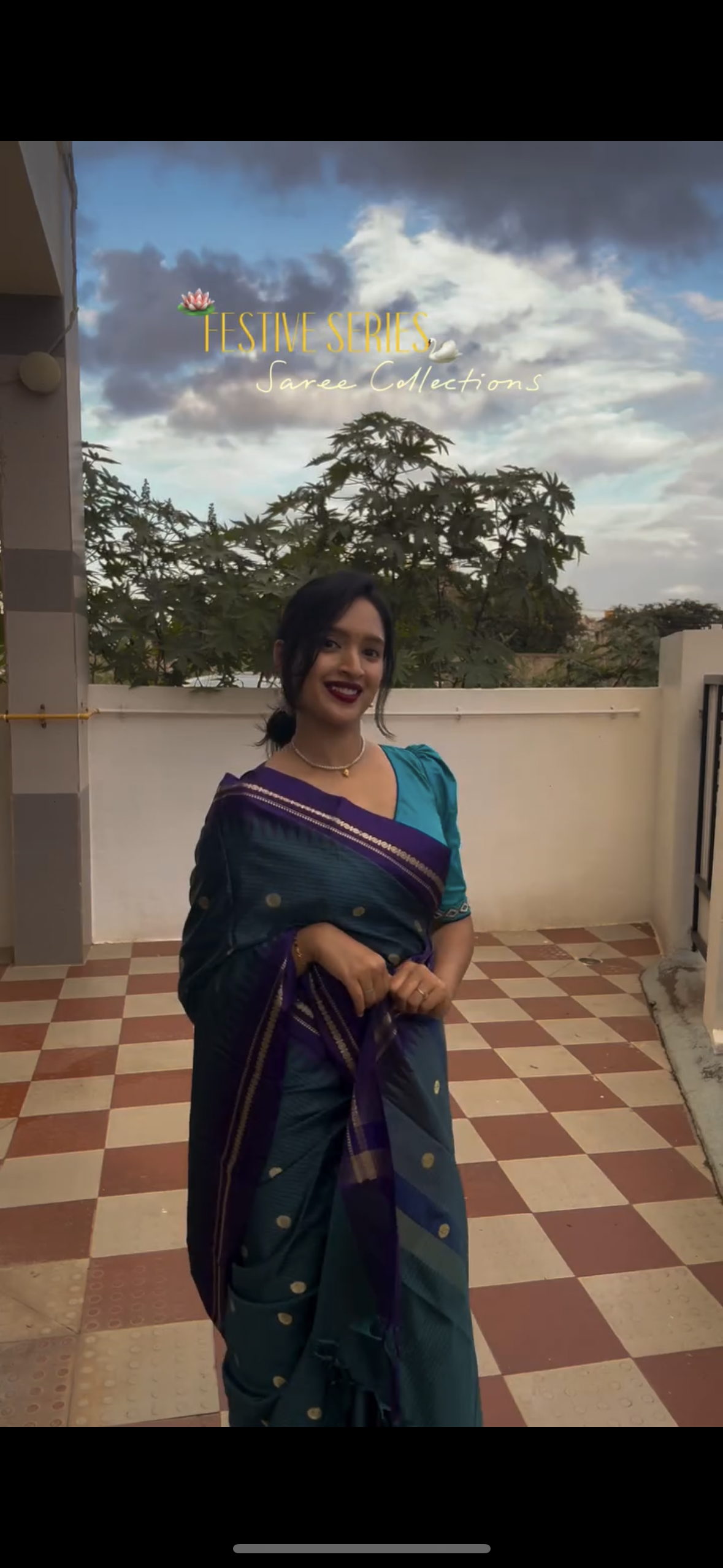 Peacock green semi silk saree