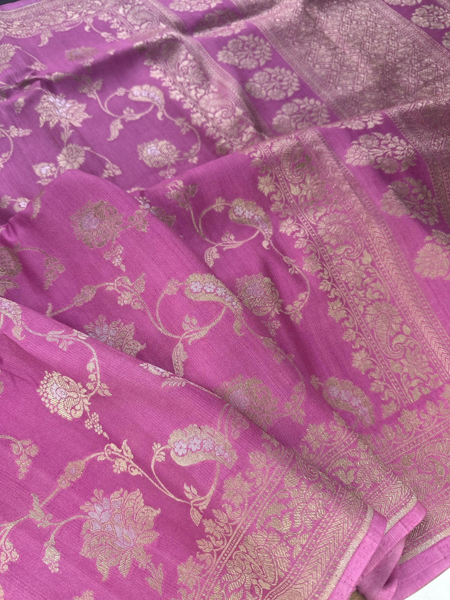 Pink pure tussar silk saree