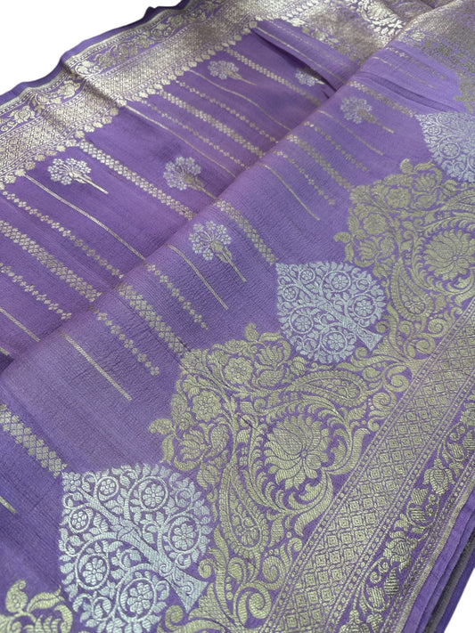 Lavender pure tussar silk saree