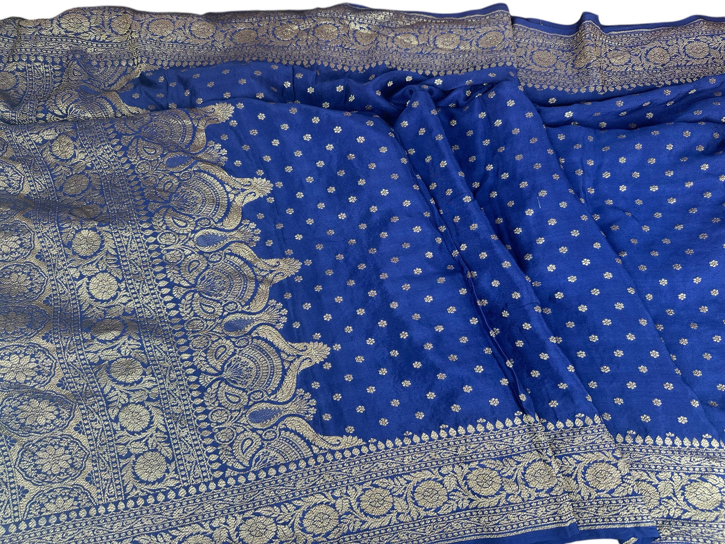 Classic blue pure crepe silk saree