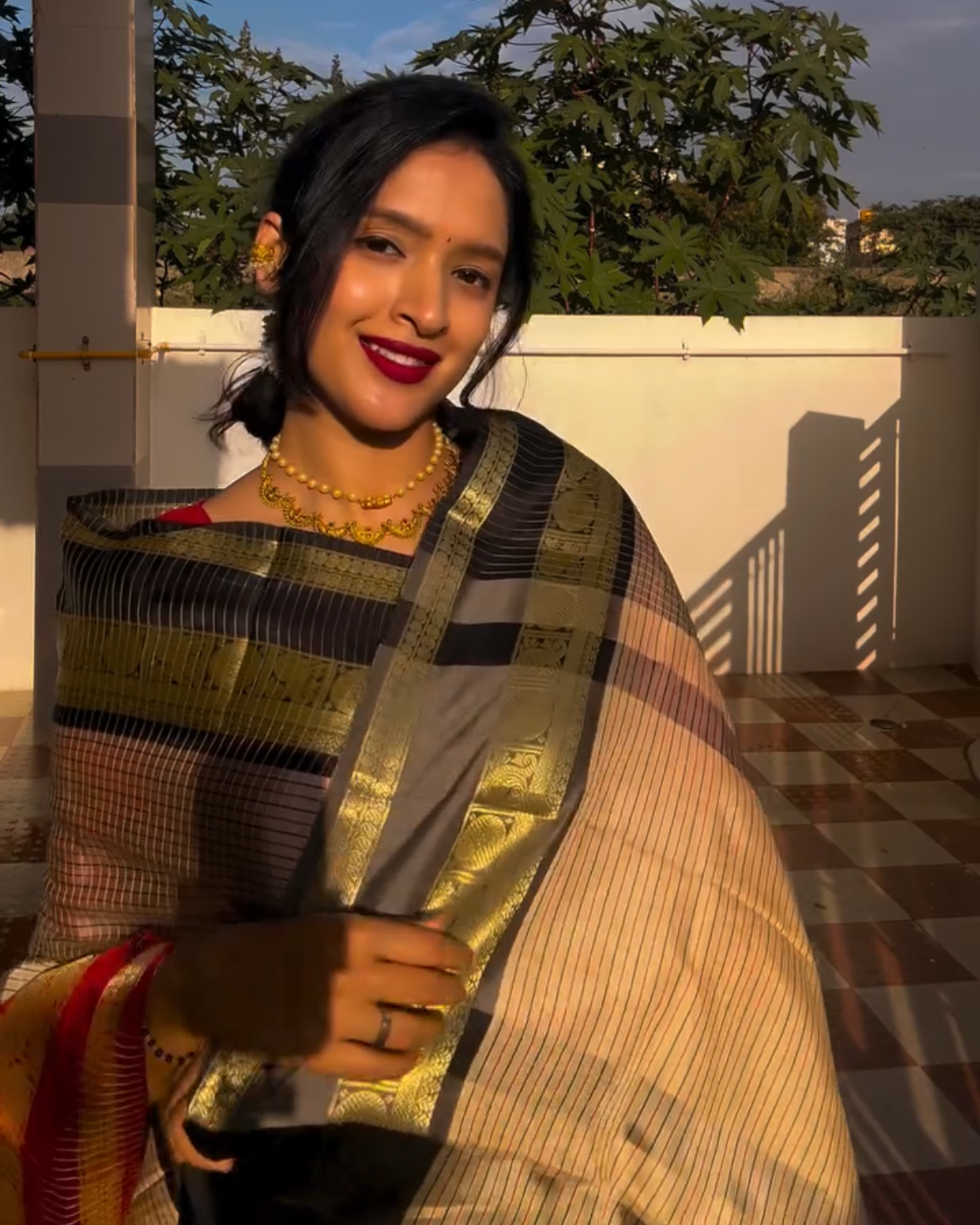 Grey with contrast border semi silk saree