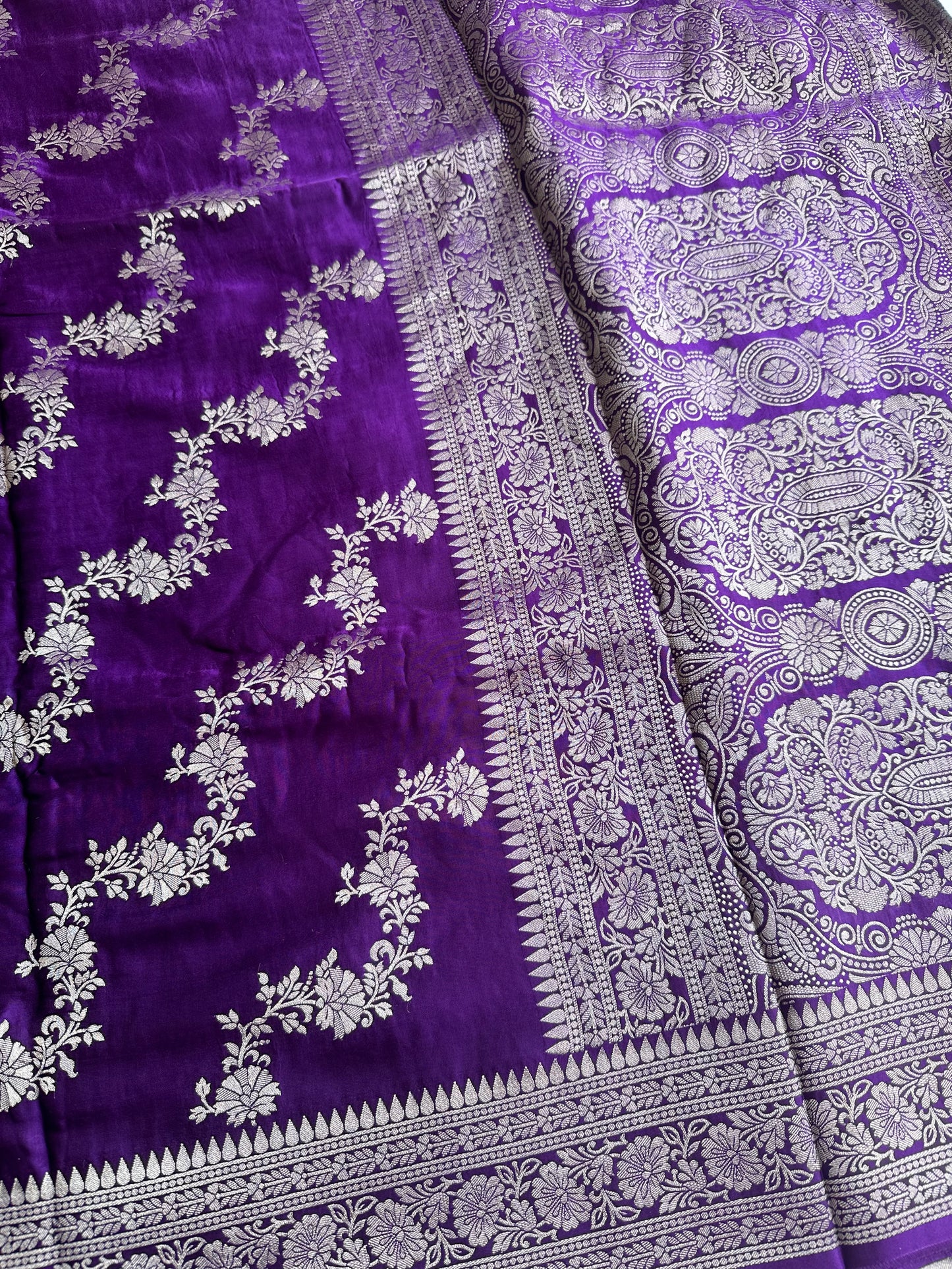 Purple mashru satin silk saree