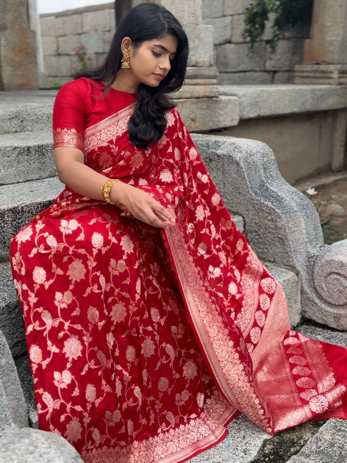 Red Nethra silk saree