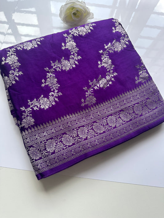 Purple mashru satin silk saree