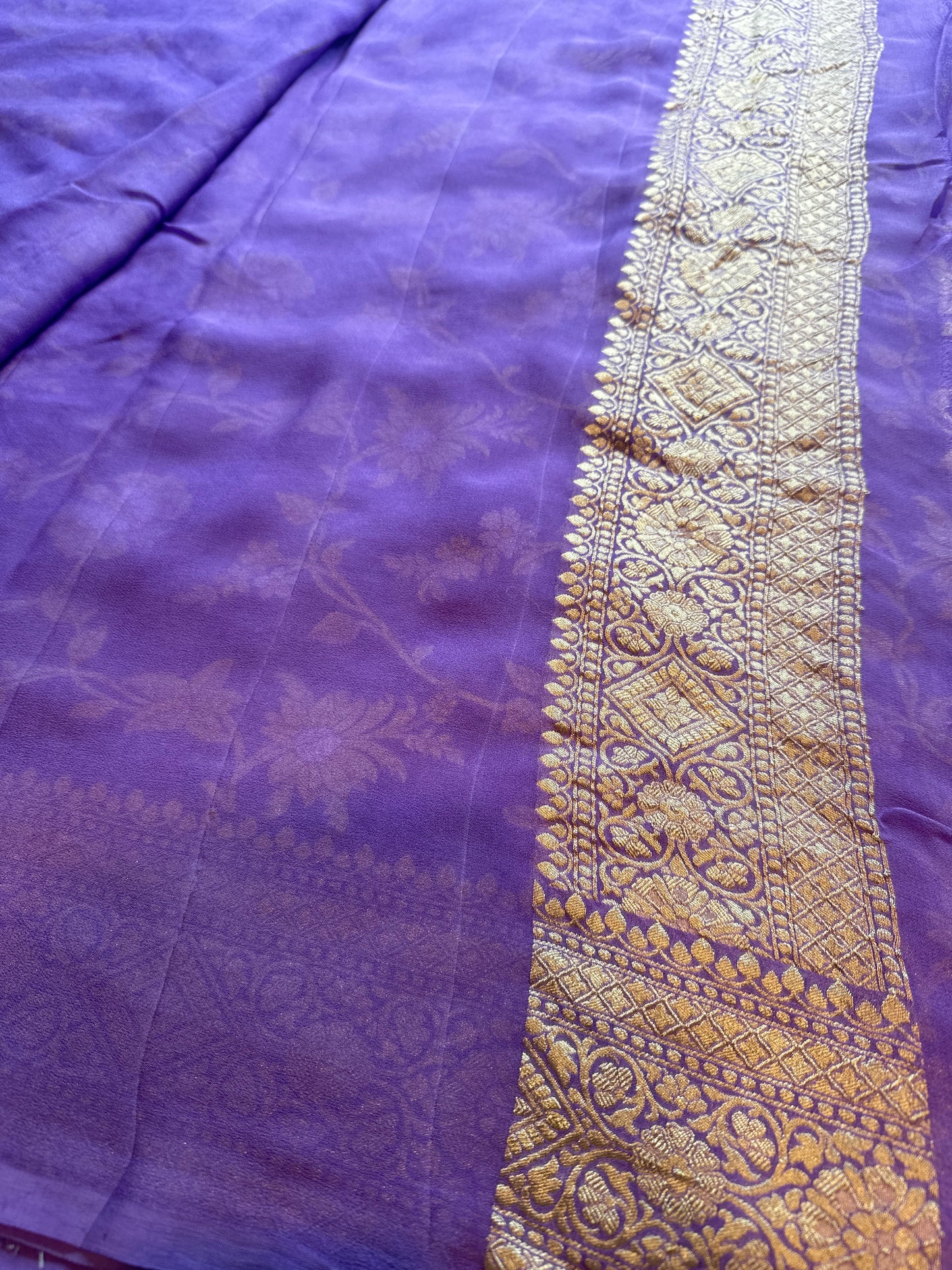 Lavender pure Georgette saree